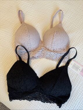 H&M Lace Nursing Bras in Light Pink and Black